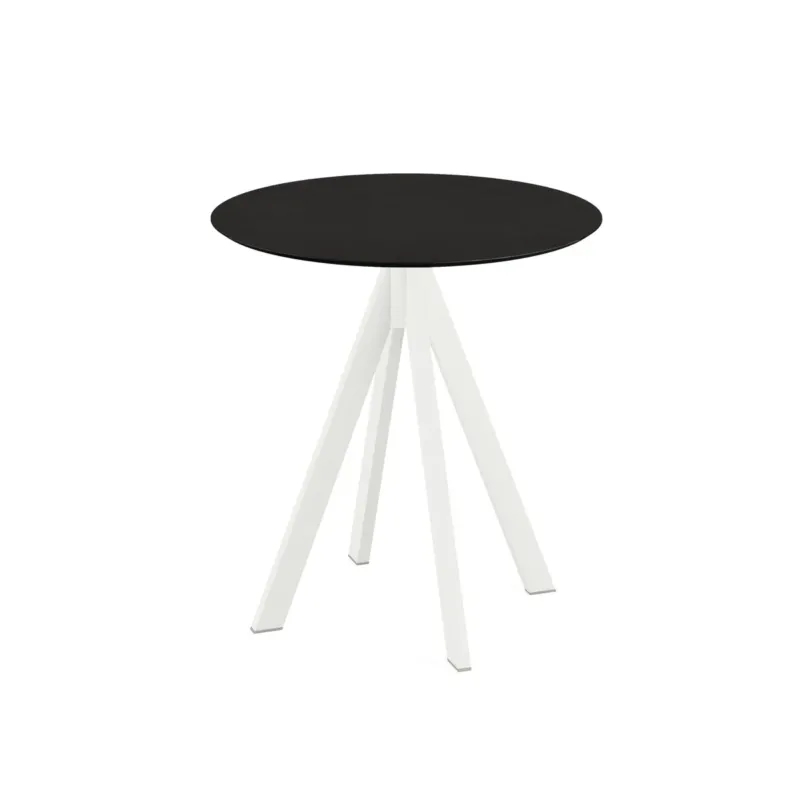 Feros Infinity Terrassentisch Weiß frame + Schwarz HPL Ø70 cm