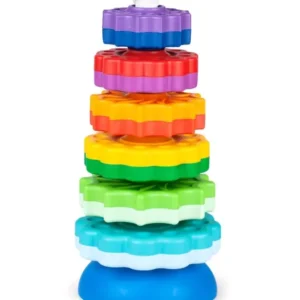 Stacking tower baby children's toy colored ring pyramid with spiral thread cogwheel game