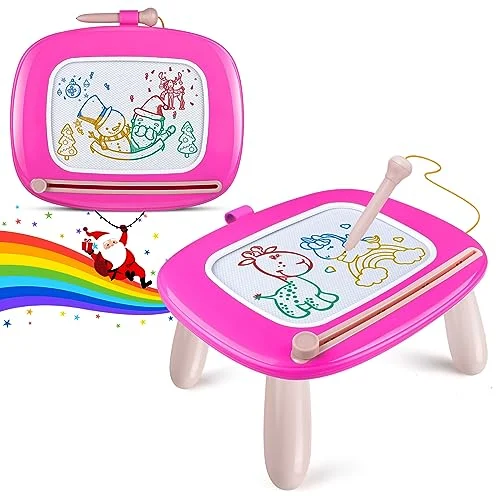 Magnetic Painting Board Magic Board for Kids, Colorful Erasable Magnetic Board Drawing Board with Legs for Toddler Toy (Magenta)