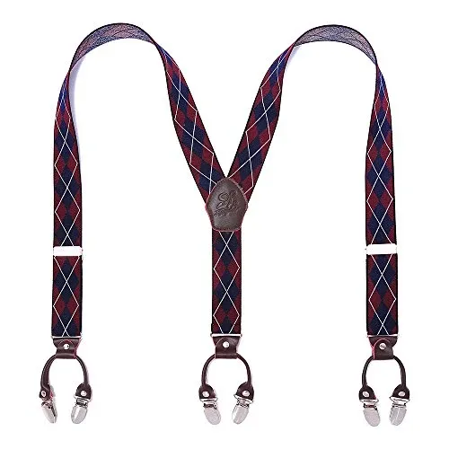 Suspenders 6 Clips Heavy Duty Braces Y Back 20 Colors Durable Elastic Adjustable Braces Strong Metal Clips Suspenders
