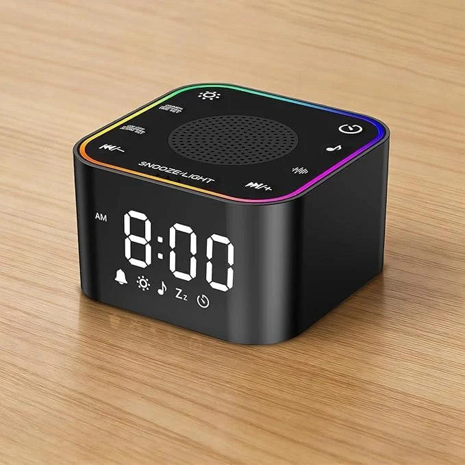Digital Alarm Clock with White Noise Machine, 30 Non-Looping Sounds for Deep Sleep - Gentle Wake Up with Adjustable RGB Light