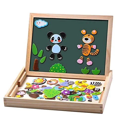magnetic wooden puzzle easel double-sided board wooden board doodle