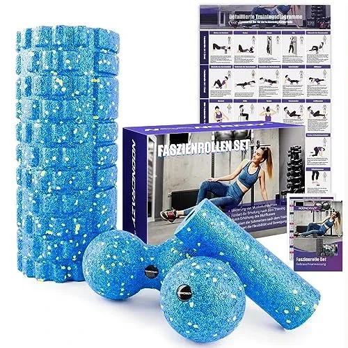 Fascia roller set with 3D texture massage, mini fascia roller, fascia ball and duoball