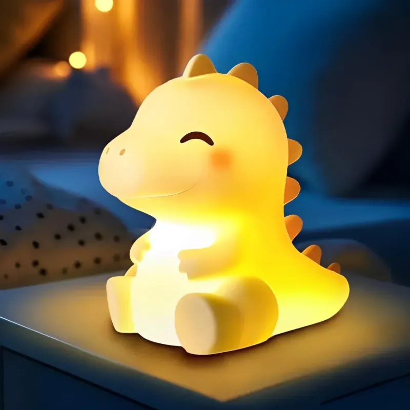 Dino Night Light Kids, Dino Lamp with 3 Brightness Levels and 4 White Noise