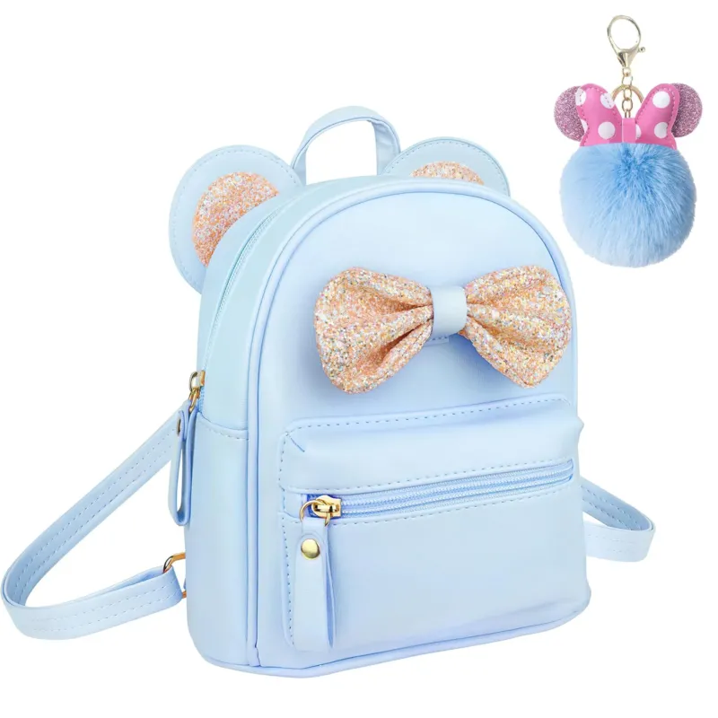 Backpack , Cute bow tie backpacks mini lightweight school bags with keychain daypack
