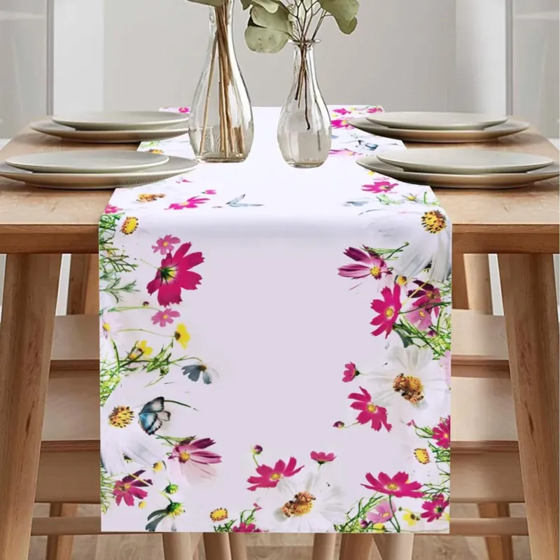 Linen-look table runner Washable table runner