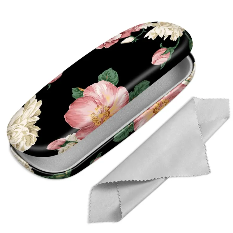 Portable hard shell glasses case with glasses cleaning cloth - case for glasses and sunglasses