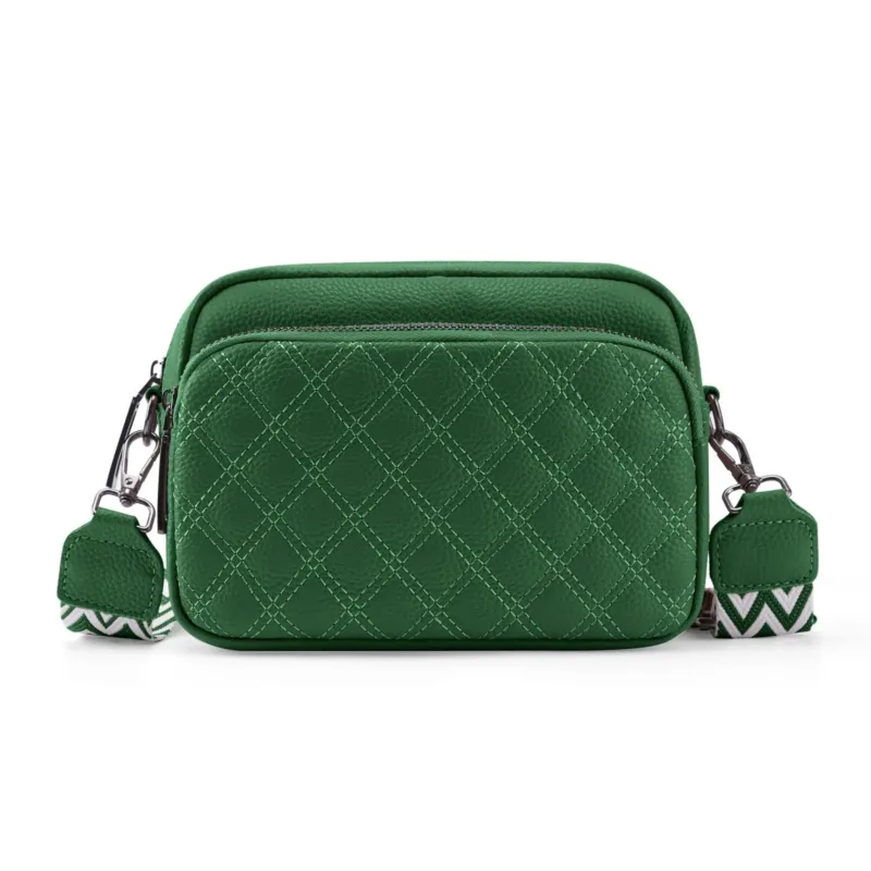 Ladies Cell Phone Shoulder Bag Genuine Leather Crossbody Bag, Small Modern Bags with Wide Shoulder Strap and 3 Compartments