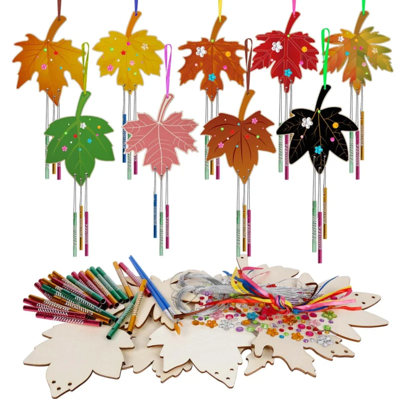 9 Piece Maple Leaf Wind Chime Craft Set