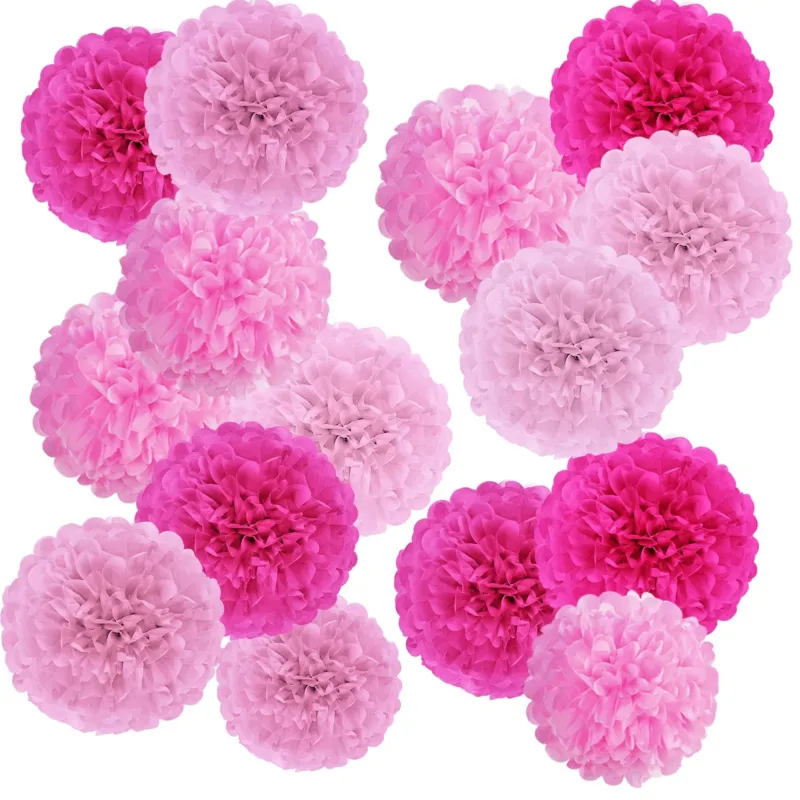 Party decoration pompoms - 15 pieces tissue paper pompoms decoration for wedding, table decoration birthday