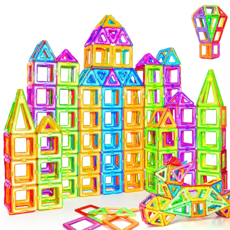 48P magnetic building blocks, rainbow colour building kit, educational magnetic tiles toy for children