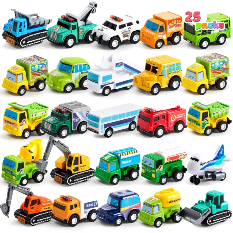Pull back city cars and trucks toy vehicle set for toddlers, children's play set