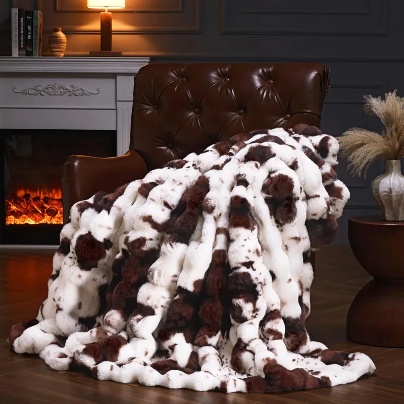 Cuddly Blanket with Rabbit Design, Blanket for Bed, Sofa, Couch
