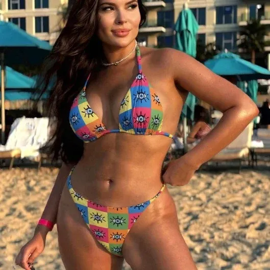 Damen Triangel-Bikini mit buntem geometrischen Muster – Maréssa