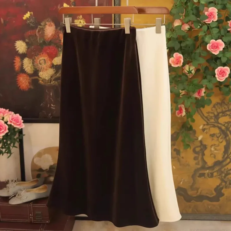 Damen Eleganter Maxirock aus hochwertigem Satin Echoarchiv